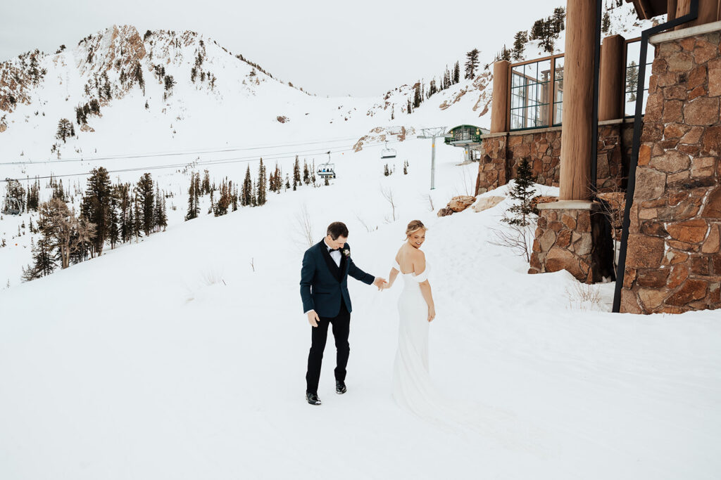 Couple on Snowy Mountain Top