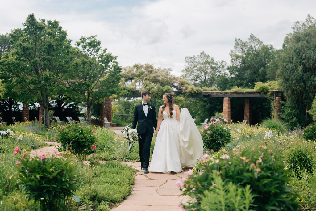 Bride and groom at their Red Butte Garden wedding in Salt Lake City, Utah
